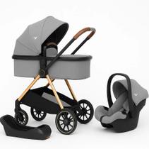 Carrinho europeu 3 em 1 florence com bebê conforto reversível e base ts estrutura preta e dourada Carrinho europeu 3 em 1 florence com bebê conforto reversível e base ts estrutura preta e dourada