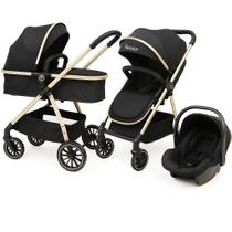 Carrinho europeu 3 em 1 move com bebê conforto preto golden Carrinho europeu 3 em 1 move com bebê conforto preto golden