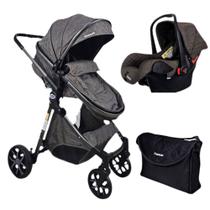 Carrinho europeu luxo com bolsa ares chocolate + bebe conforto - passear baby