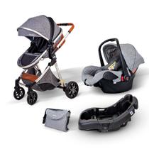 Carrinho europeu luxo com bolsa ares cinza bebe conforto e base passear baby