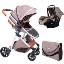 Carrinho europeu luxo com bolsa ares marrom + bebe conforto - passear baby Carrinho europeu luxo com bolsa ares marrom + bebe conforto - passear baby