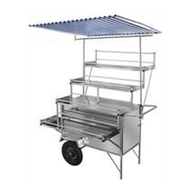 Carrinho Expositor Inox com Toldo e Rodas Pneumáticas Cefaz