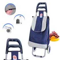 Carrinho Feira Dobrável -suporta Até 30kg Azul - Dolce Home