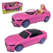 Carrinho Flash Girl Com Boneca - Lua de Cristal - Carro Rosa Conversível 2 Lugares