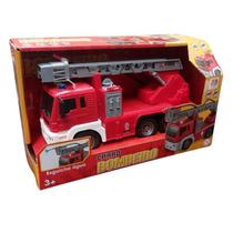 Carrinho Fricção Caminhão Bombeiro Elevador Lança Água 24cm DM Toys