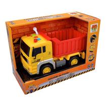Carrinho Fricção Caminhão de Construção Caçamba com Luz e Som DM Toys Carrinho Fricção Caminhão de Construção Caçamba com Luz e Som DM Toys