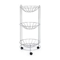 Carrinho Fruteira Redondo Cromado Triplo