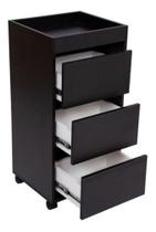 Carrinho Gaveteiro Auxiliar MDF Com 3 Gavetas Preto