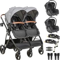 Carrinho Gemeos Kiddo 2 Bebe Conforto 2 Base ISOFIX Cosmos Grafite Carrinho Gemeos Kiddo 2 Bebe Conforto 2 Base ISOFIX Cosmos Grafite
