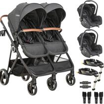 Carrinho Gemeos Kiddo 2 Bebe Conforto 2 Base ISOFIX Cosmos Preto Carrinho Gemeos Kiddo 2 Bebe Conforto 2 Base ISOFIX Cosmos Preto