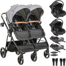 Carrinho Gemeos Kiddo 2 Bebe e 2 Base ISOFIX Colinho Cosmos Grafite Carrinho Gemeos Kiddo 2 Bebe e 2 Base ISOFIX Colinho Cosmos Grafite
