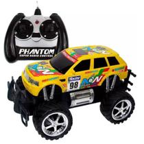 Carrinho Giant Four Wheeler Rally Recarregavel amarelo brinquedo 7 funções