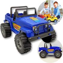 Carrinho Grande de Brinquedo Jeep 4x4 Off Road Trilha Azul