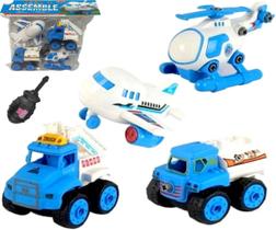 Carrinho Helicoptero Monta Desmonta Infantil Kit 4 Unidades