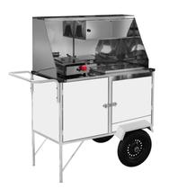 Carrinho Hot Dog + Lanche Luxo Aço Carbono Branco com Rodas Pneumáticas e Toldo BL10P/T Cefaz