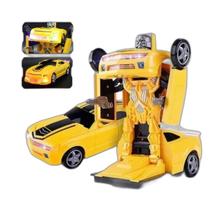 Carrinho Infantil Camaro Amarelo Vira Robô Transformers Bate