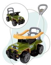 Carrinho Infantil de Passeio com Empurrador Jip Jip verde Militar Quadriciclo 2 em 1