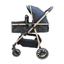 Carrinho Infantil Move 3 em 1 Black Golden Reclinável Fechamento com uma mão Passear