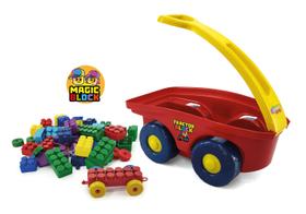 Carrinho Infantil Praia Blocos de Montar Tractor Block 60 Peças Simo Toys