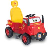 Carrinho Infantil Quadriciclo Para Passeio 2 em 1 Com Haste Pedal Buzina Proteção MK TRUCK BOMBEIRO