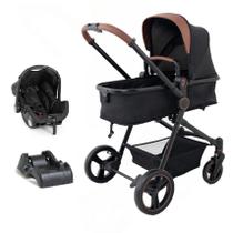Carrinho Ivy Trio Black com Bebê Conforto e Base Galzerano
