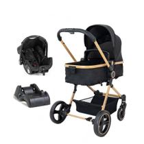 Carrinho Ivy Trio Gold com Bebê Conforto e Base Galzerano