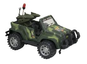 Carrinho Jeep Exército Brinquedo Som e Luz 21cm Camuflado Verde