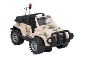 Carrinho Jeep Exército Luz E Som 21cm Brinquedo Carro - Bege