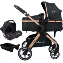 Carrinho Kansas Gold Premium Baby Com Bebê Conforto E Base
