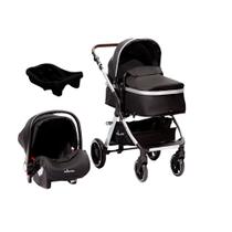 Carrinho Kansas Silver Premium Baby c/ Bebê Conforto e Base