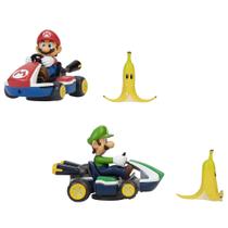 Carrinho Kart Super Mario ou Luigi Spin Out com Casca de Banana de Brinquedo Candide - 3022