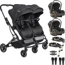 Carrinho Kiddo de Gemeos 2 Bebe Conforto 2 Base ISOFIX Zig Zag Preto