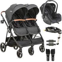 Carrinho Kiddo de Gemeos Bebe Conforto Base ISOFIX Cosmos Preto Carrinho Kiddo de Gemeos Bebe Conforto Base ISOFIX Cosmos Preto