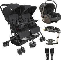 Carrinho Kiddo de Gemeos Bebe Conforto Base ISOFIX Mascote Preto Carrinho Kiddo de Gemeos Bebe Conforto Base ISOFIX Mascote Preto