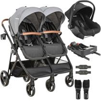 Carrinho Kiddo de Gemeos Bebe e Base ISOFIX Colinho Cosmos Grafite Carrinho Kiddo de Gemeos Bebe e Base ISOFIX Colinho Cosmos Grafite