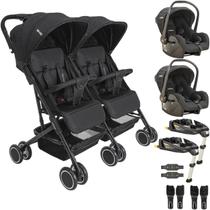 Carrinho Kiddo Gemeos 2 Bebe Conforto 2 Base ISOFIX Mascote Preto Carrinho Kiddo Gemeos 2 Bebe Conforto 2 Base ISOFIX Mascote Preto