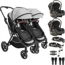 Carrinho Kiddo Gemeos 2 Bebe Conforto 2 Base ISOFIX Nomad Grafite Carrinho Kiddo Gemeos 2 Bebe Conforto 2 Base ISOFIX Nomad Grafite