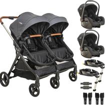 Carrinho Kiddo Gemeos 2 Bebe Conforto 2 Base ISOFIX Speedy Grafite Carrinho Kiddo Gemeos 2 Bebe Conforto 2 Base ISOFIX Speedy Grafite