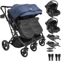 Carrinho Kiddo Gemeos 2 Bebe Conforto Colinho 2 Base ISOFIX Vox II Marinho Carrinho Kiddo Gemeos 2 Bebe Conforto Colinho 2 Base ISOFIX Vox II Marinho