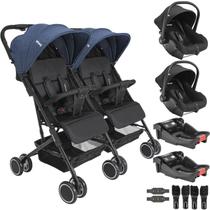 Carrinho Kiddo Gemeos 2 Bebe Conforto Colinho 2 Base Mascote Marinho Carrinho Kiddo Gemeos 2 Bebe Conforto Colinho 2 Base Mascote Marinho