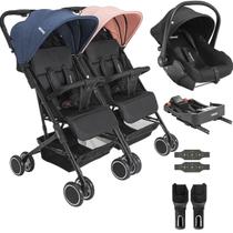 Carrinho Kiddo Gemeos Bebe Conforto Colinho Base ISOFIX Mascote Casal Carrinho Kiddo Gemeos Bebe Conforto Colinho Base ISOFIX Mascote Casal