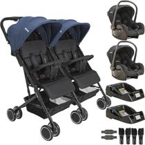 Carrinho Kiddo Gemeos com 2 Bebe Conforto 2 Base Mascote Marinho Carrinho Kiddo Gemeos com 2 Bebe Conforto 2 Base Mascote Marinho