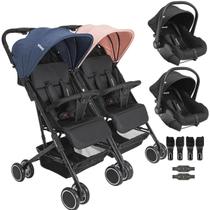 Carrinho Kiddo Gemeos com 2 Bebe Conforto Colinho Mascote Casal Carrinho Kiddo Gemeos com 2 Bebe Conforto Colinho Mascote Casal