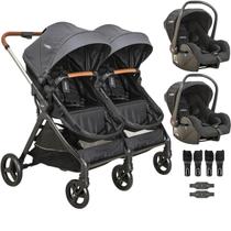 Carrinho Kiddo Gemeos com 2 Bebe Conforto Speedy Grafite Carrinho Kiddo Gemeos com 2 Bebe Conforto Speedy Grafite
