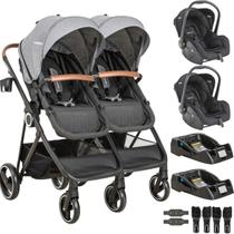Carrinho Kiddo para Gemeos 2 Bebe Conforto 2 Base Cosmos Grafite Carrinho Kiddo para Gemeos 2 Bebe Conforto 2 Base Cosmos Grafite