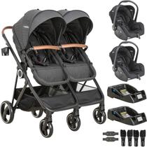 Carrinho Kiddo para Gemeos 2 Bebe Conforto 2 Base Cosmos Preto Carrinho Kiddo para Gemeos 2 Bebe Conforto 2 Base Cosmos Preto
