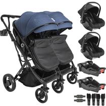 Carrinho Kiddo para Gemeos 2 Bebe Conforto Colinho 2 Base Vox Marinho Carrinho Kiddo para Gemeos 2 Bebe Conforto Colinho 2 Base Vox Marinho