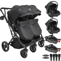 Carrinho Kiddo para Gemeos 2 Bebe Conforto Colinho 2 Base Vox Preto Carrinho Kiddo para Gemeos 2 Bebe Conforto Colinho 2 Base Vox Preto