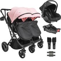 Carrinho Kiddo para Gemeos Bebe Conforto Colinho Base Vox II Rosa Carrinho Kiddo para Gemeos Bebe Conforto Colinho Base Vox II Rosa