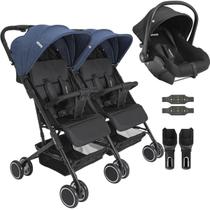 Carrinho Kiddo para Gemeos Bebe Conforto Colinho Mascote Marinho Carrinho Kiddo para Gemeos Bebe Conforto Colinho Mascote Marinho